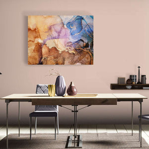 brown and blue modern abstract art on canvas
