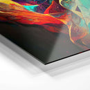 black, blue, and red flowing colors abstract art on canvas