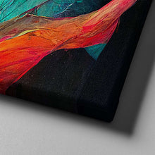 Load image into Gallery viewer, black, blue, and red flowing colors abstract art on canvas
