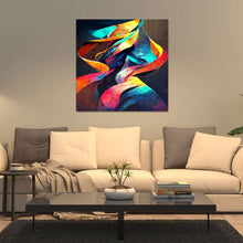 Load image into Gallery viewer, red yellow and blue flowing abstract colors on canvas
