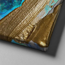 Load image into Gallery viewer, blue and gold modern abstract art on canvas

