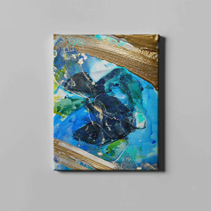 blue and gold modern abstract art on canvas