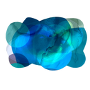 blue abstract circles on cut acrylic