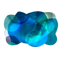 blue abstract circles on cut acrylic