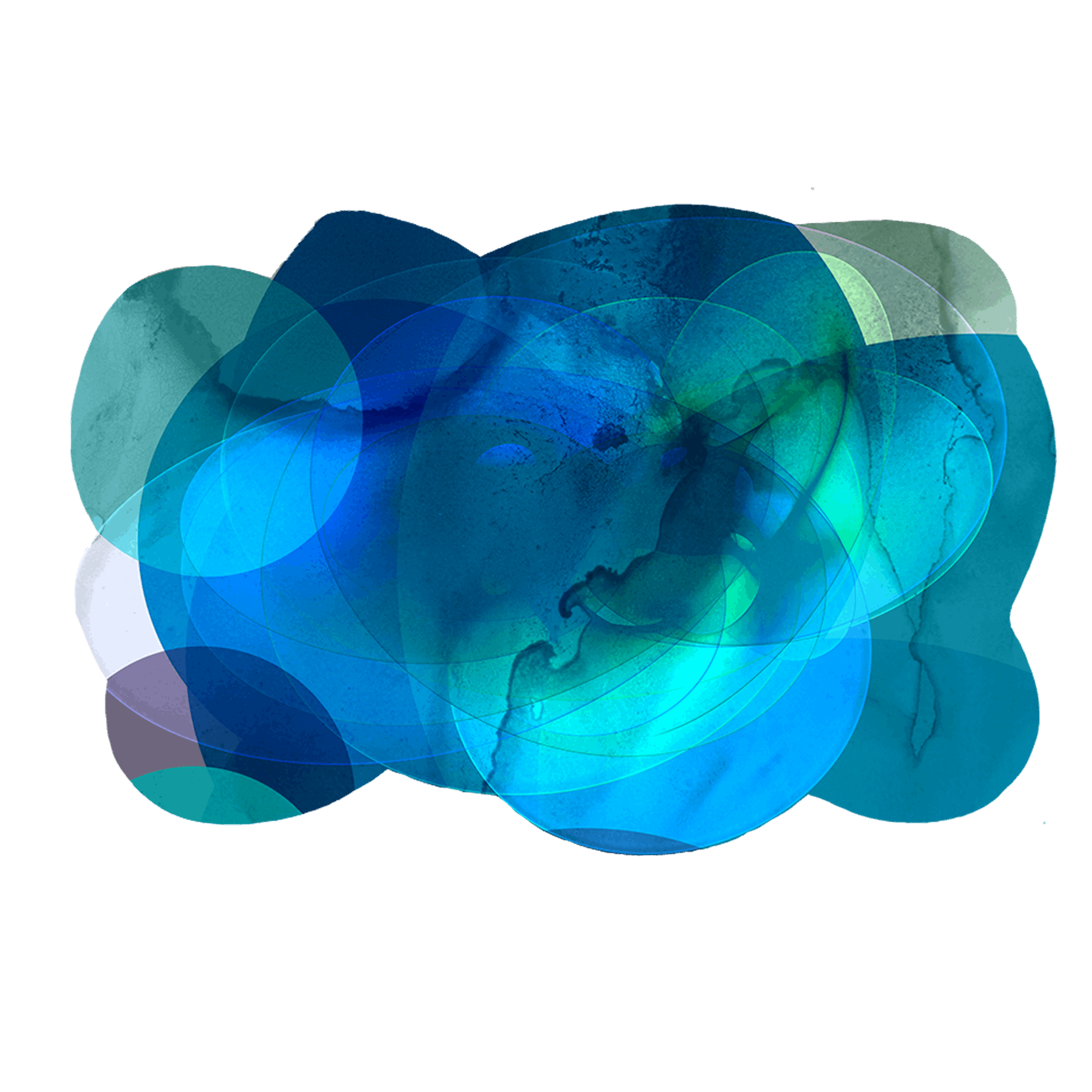 blue abstract circles on cut acrylic