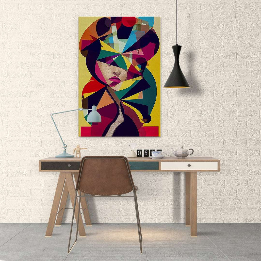yellow and red figurative art on canvas