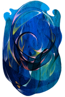 dark blue swirl modern abstract art on cut acrylic