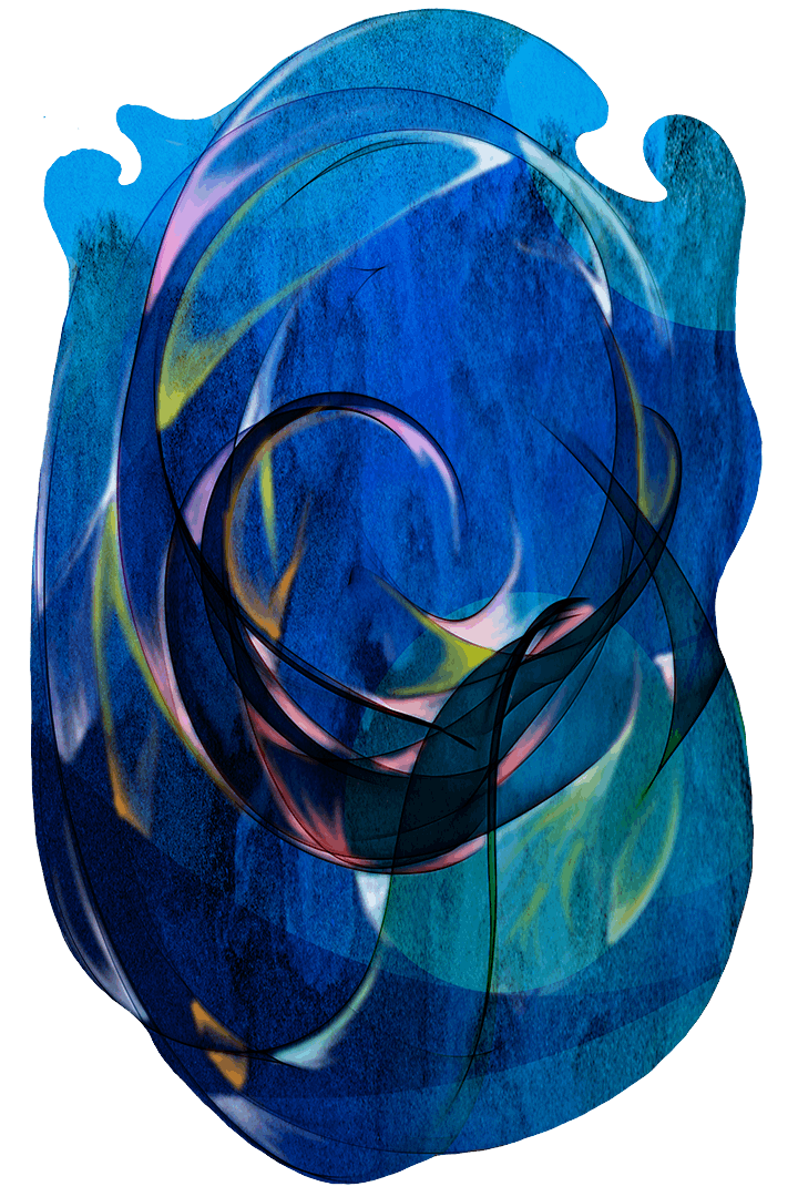 dark blue swirl modern abstract art on cut acrylic