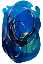 Load image into Gallery viewer, dark blue swirl modern abstract art on cut acrylic
