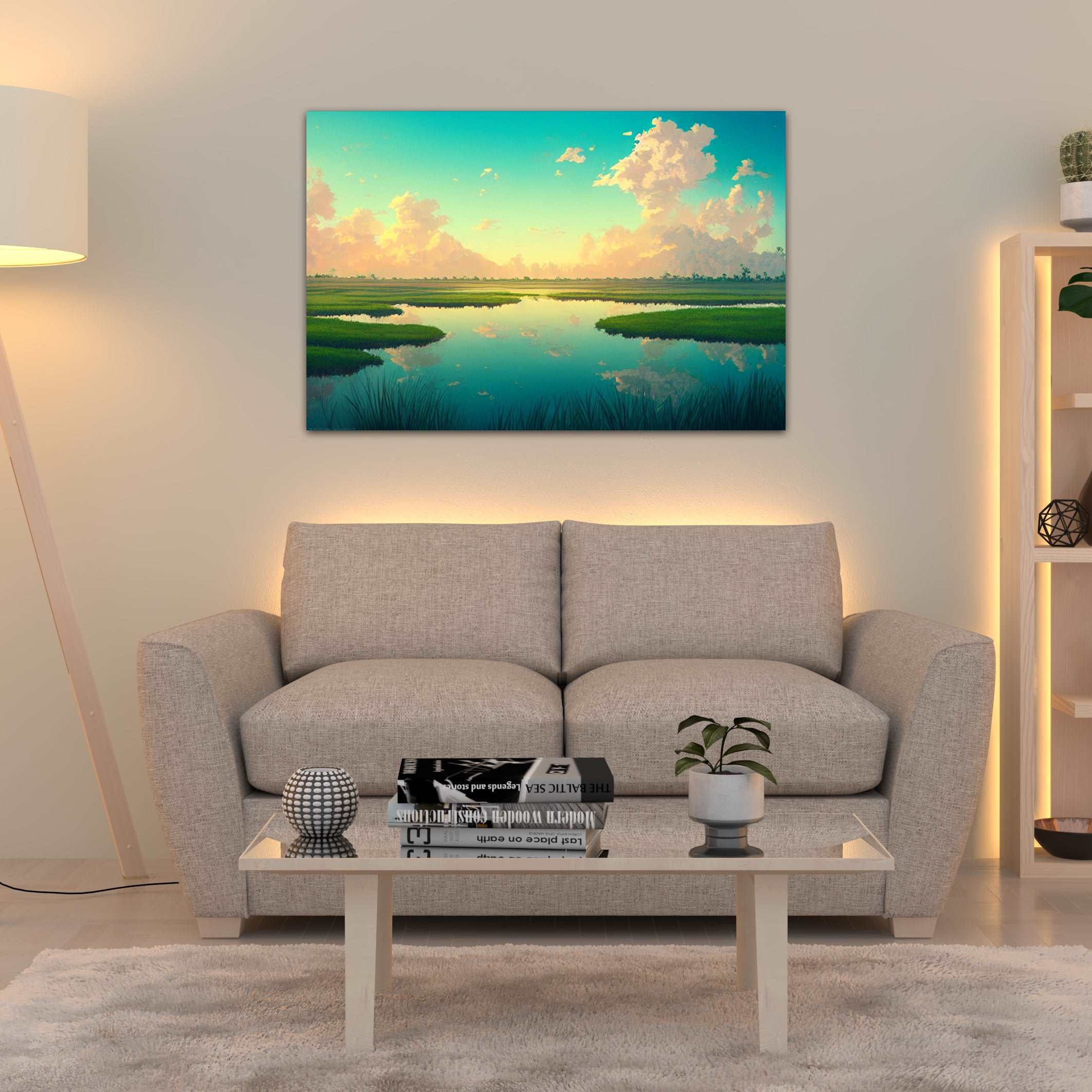 everglades lake during a sunset nature art on canvas