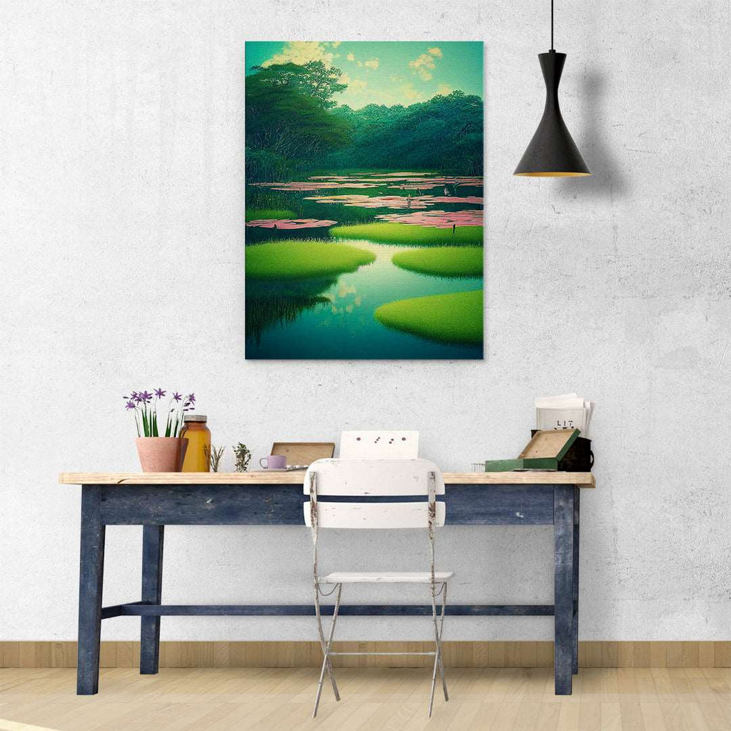 everglades pond with lily pads art on canvas