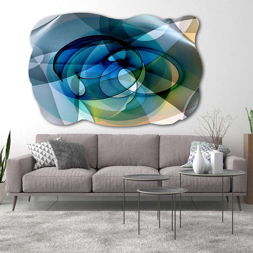 blue and green modern abstract art on high gloss acrylic