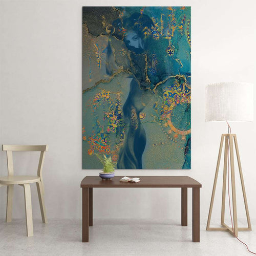 blue hidden figure figurative art on canvas