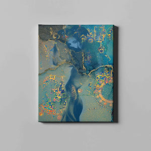 blue hidden figure figurative art on canvas