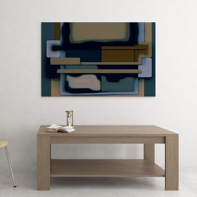 blue and brown modern abstract art on canvas