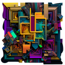 purple and yellow abstract cut acrylic art