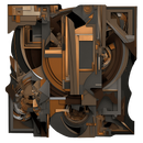 brown mechanical abstract art on cut acrylic