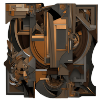 brown mechanical abstract art on cut acrylic