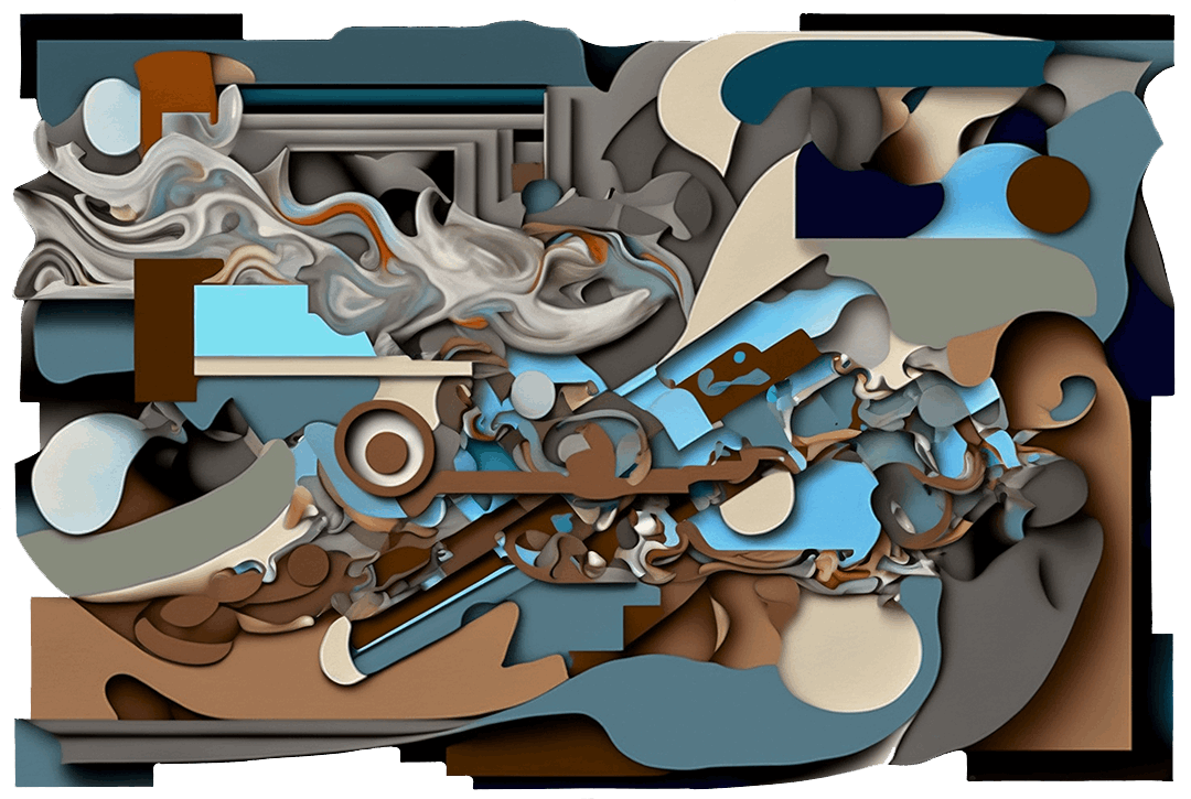 blue and brown modern abstract on cut acrylic