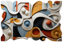 Load image into Gallery viewer, white orange and blue modern abstract art on high gloss acrylic
