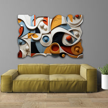 Load image into Gallery viewer, white orange and blue modern abstract art on high gloss acrylic
