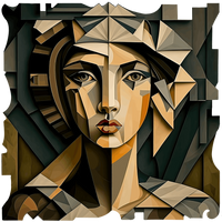 brown and dark green figurative art on cut high gloss acrylic