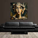 brown and dark green figurative art on cut high gloss acrylic