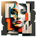 beautiful face on modern abstract art on acrylic