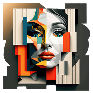 beautiful face on modern abstract art on acrylic