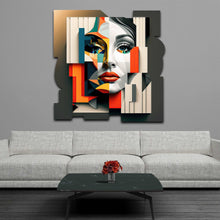 Load image into Gallery viewer, beautiful face on modern abstract art on cut acrylic
