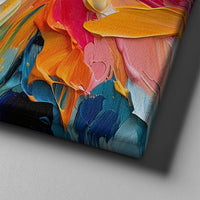 blue orange and pink painted abstract art on canvas