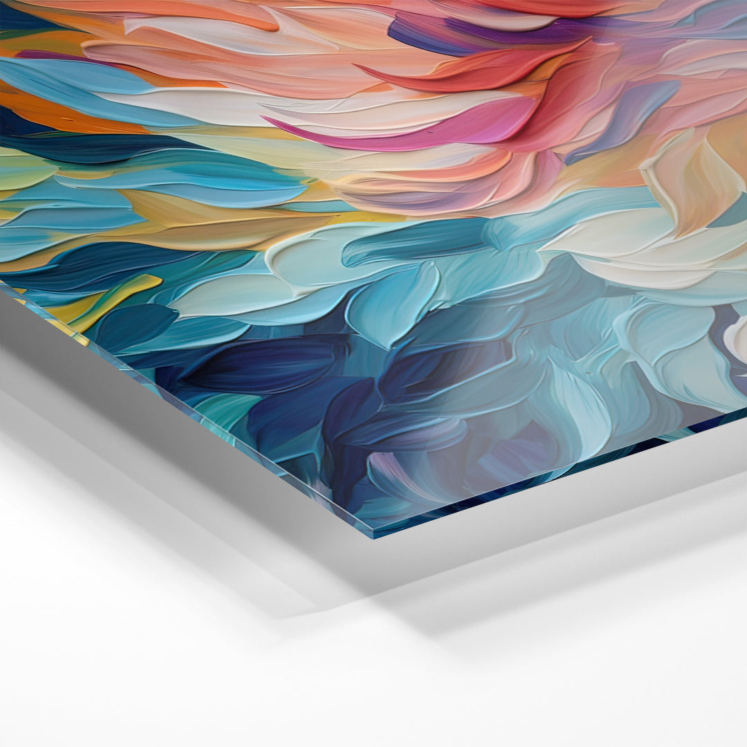 colorful flower petals abstract art on acrylic