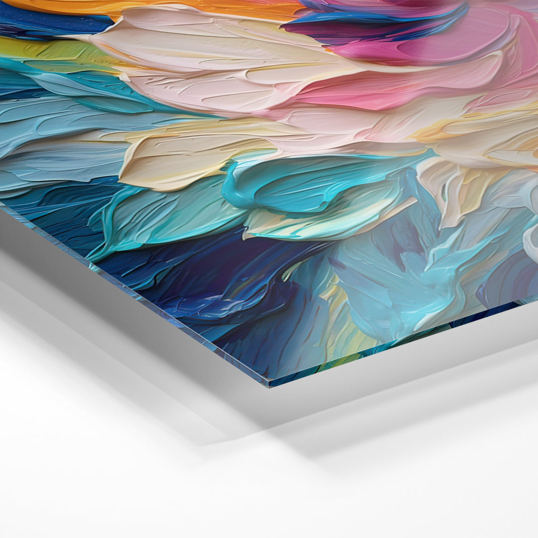 pink orange and blue painted abstract art on acrylic