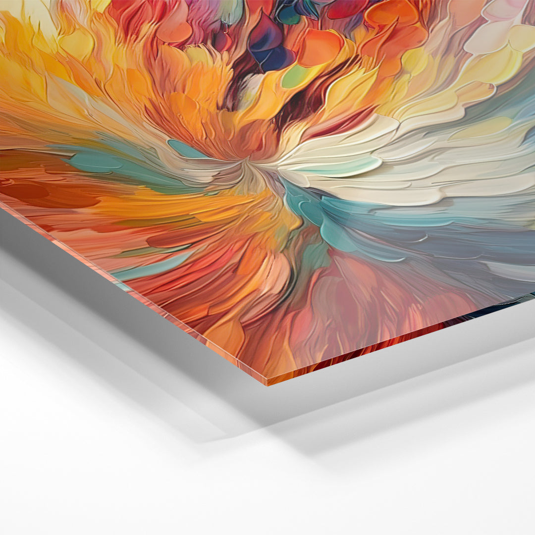 teal and orange painted abstract art on acrylic