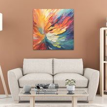 Load image into Gallery viewer, teal and orange painted abstract art on canvas
