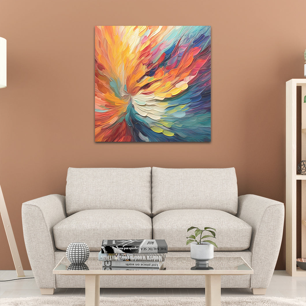 teal and orange painted abstract art on canvas
