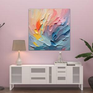 pink and blue painted abstract art on canvas