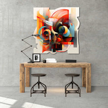 Load image into Gallery viewer, white and red modern abstract art on cut acrylic
