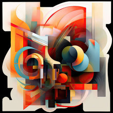 Load image into Gallery viewer, white and red modern abstract art on cut acrylic
