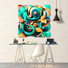 Load image into Gallery viewer, teal and orange modern abstract art on cut acrylic
