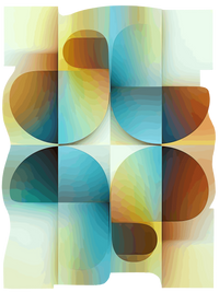 light blue and light green abstract art on cut acrylic