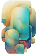 blue and yellow cascading abstract art on cut acrylic