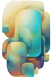 blue and yellow cascading abstract art on cut acrylic