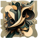 gray beige abstract art on cut acrylic