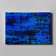 Load image into Gallery viewer, black and blue abstract art on canvas
