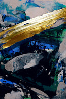 Black and Blue Golden Stroke Abstract - Unlimited Art Project - 