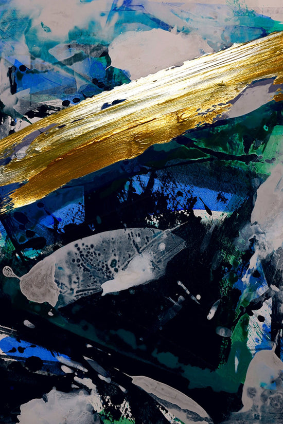 Black and Blue Golden Stroke Abstract