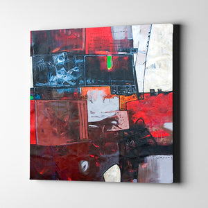red white and black modern abstract art on canvas