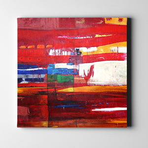 red and white modern abstract art on canvas