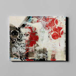 white and red modern abstract art on canvas